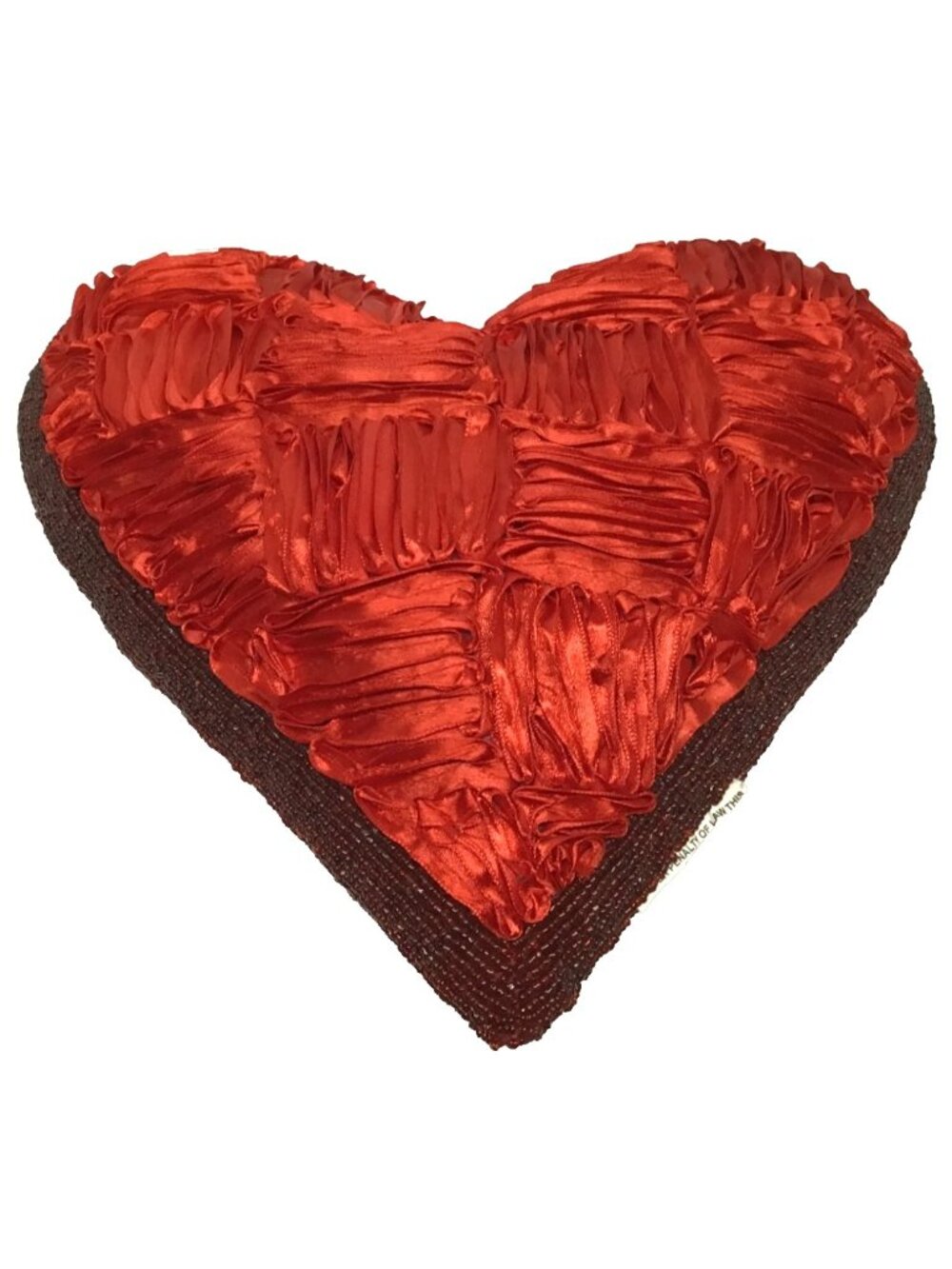 Red Beaded Heart Shaped Decorative Throw Pillow